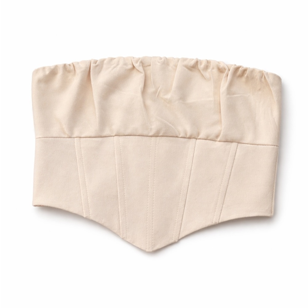 Edit by Nine Cream Strapless Corset Bustier Top Neutral Aesthetic Size S